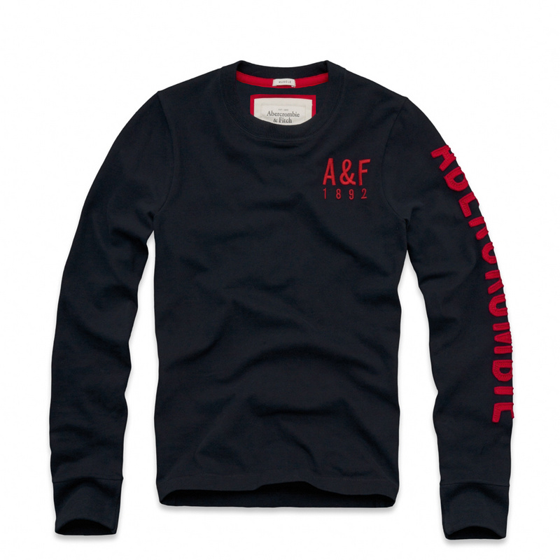 Abercrombie Fitch Hombres De Cuello Redondo Largo Remera AF5810